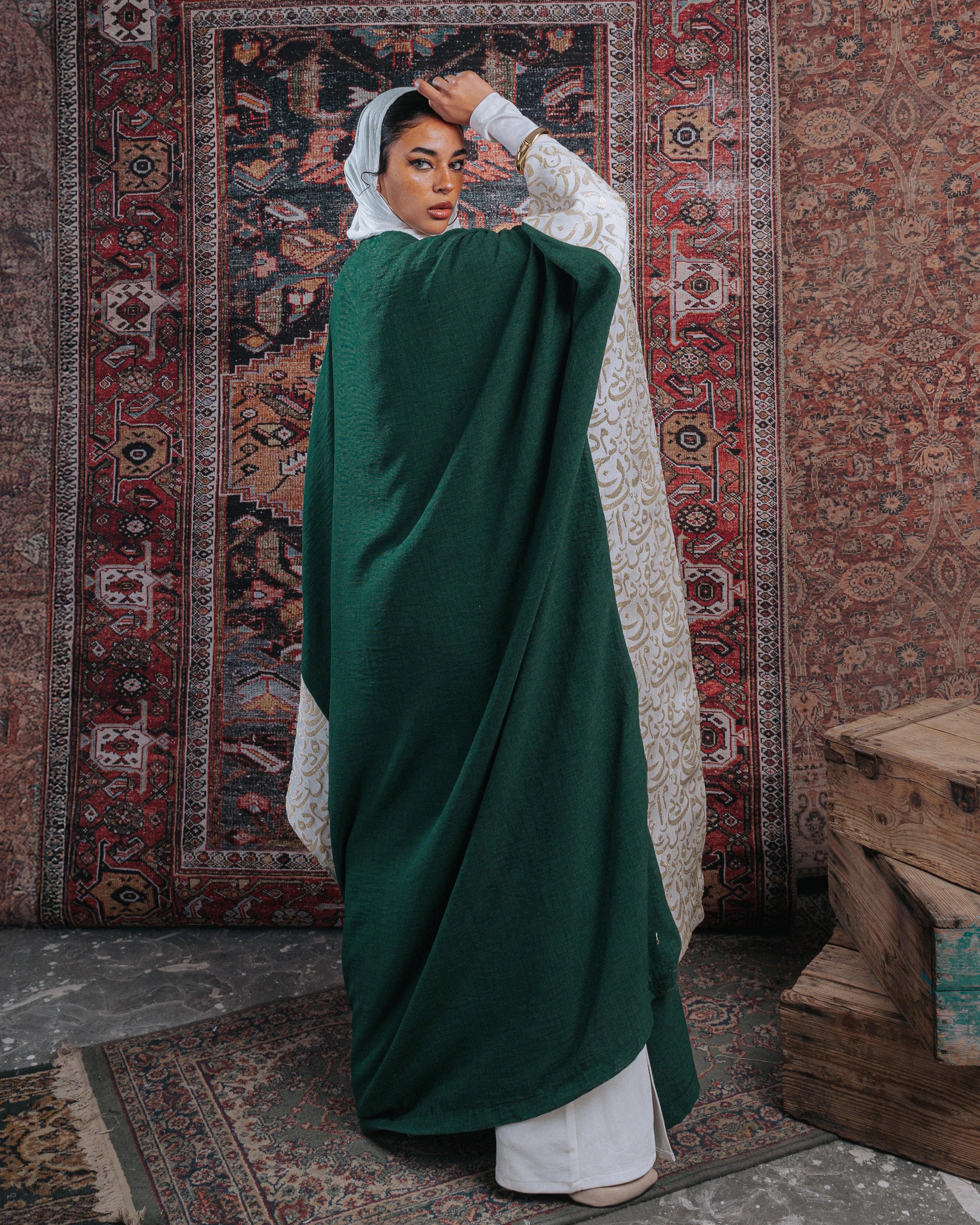 Green scarf kaftan