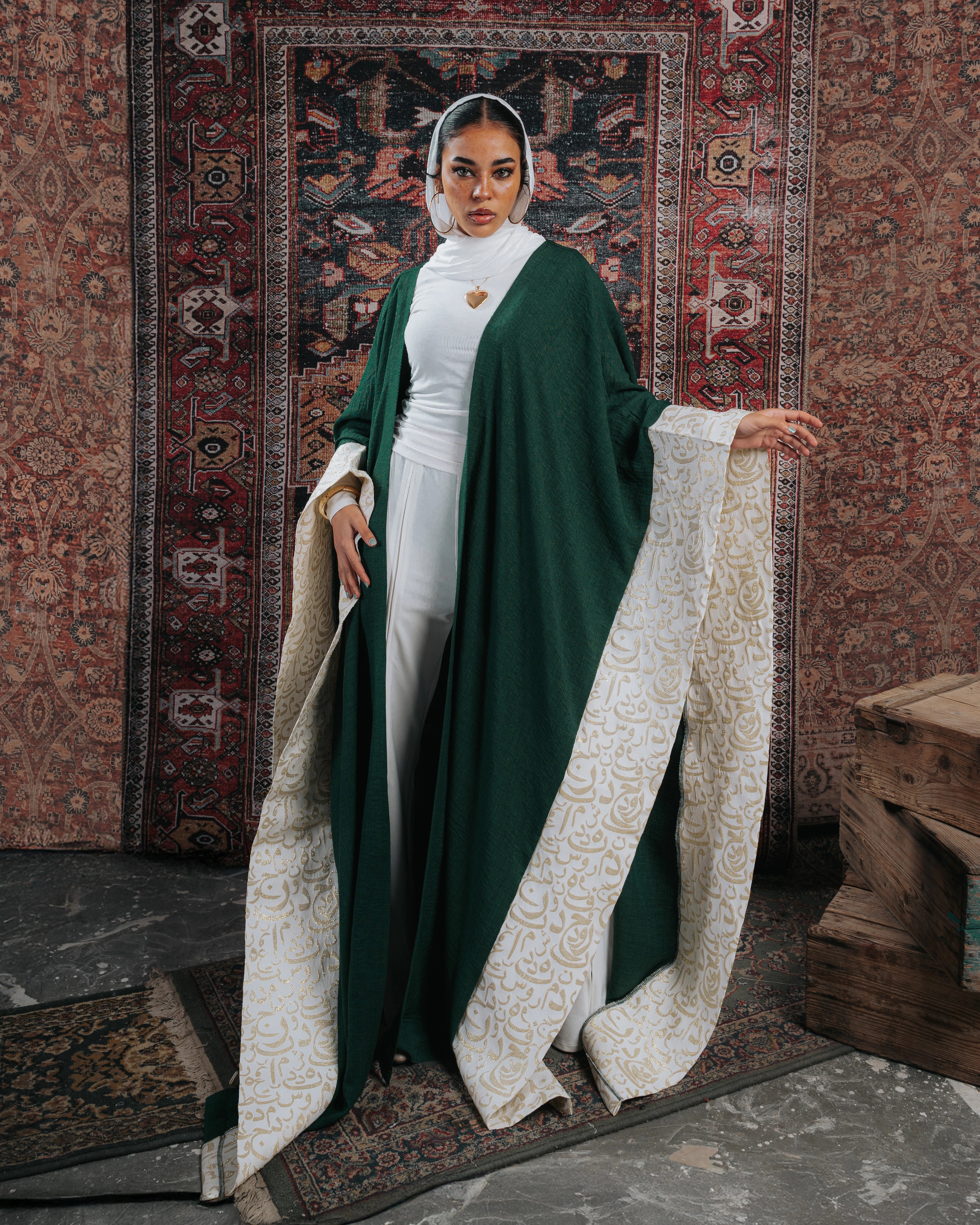 Green scarf kaftan