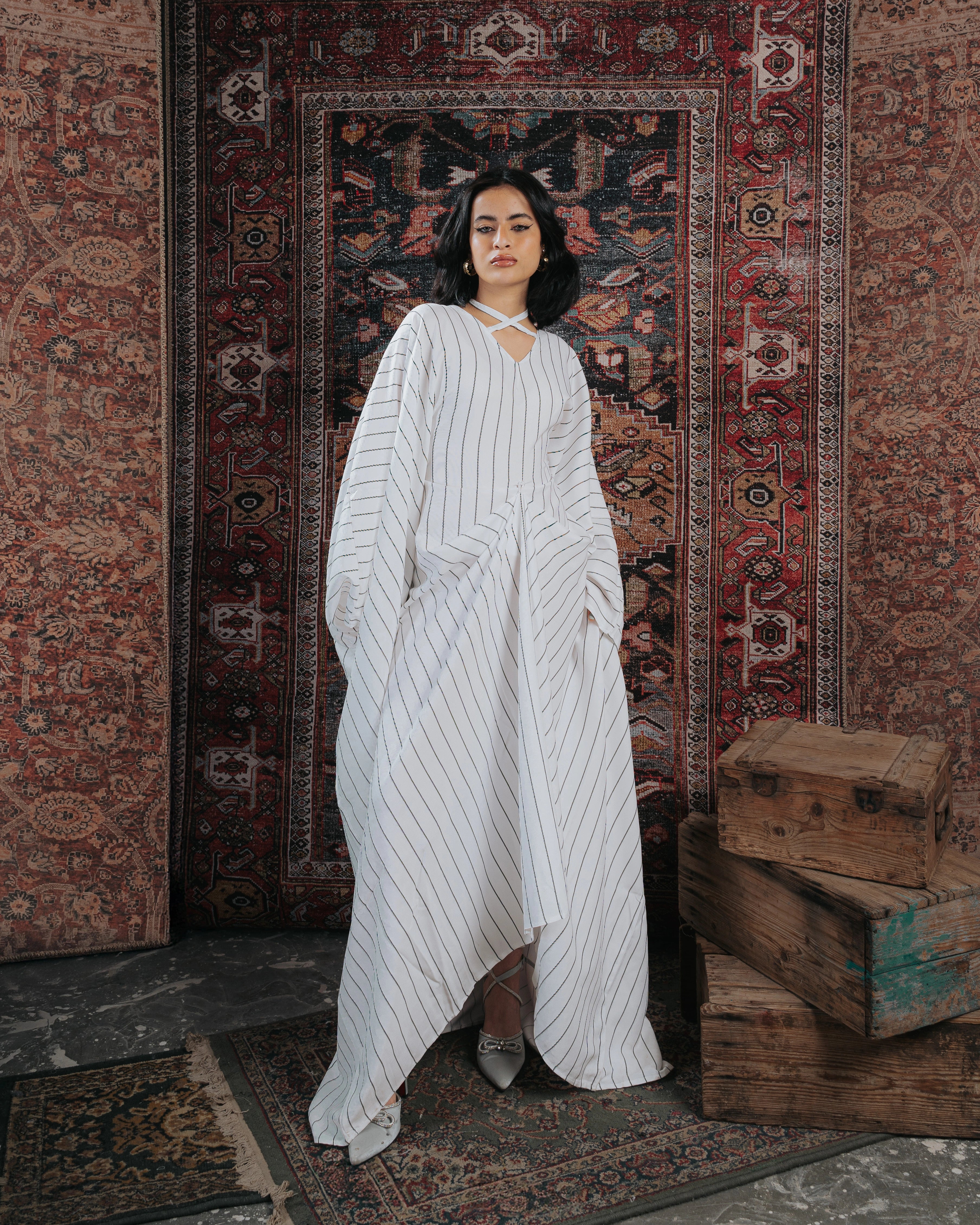 Linen kaftan dress