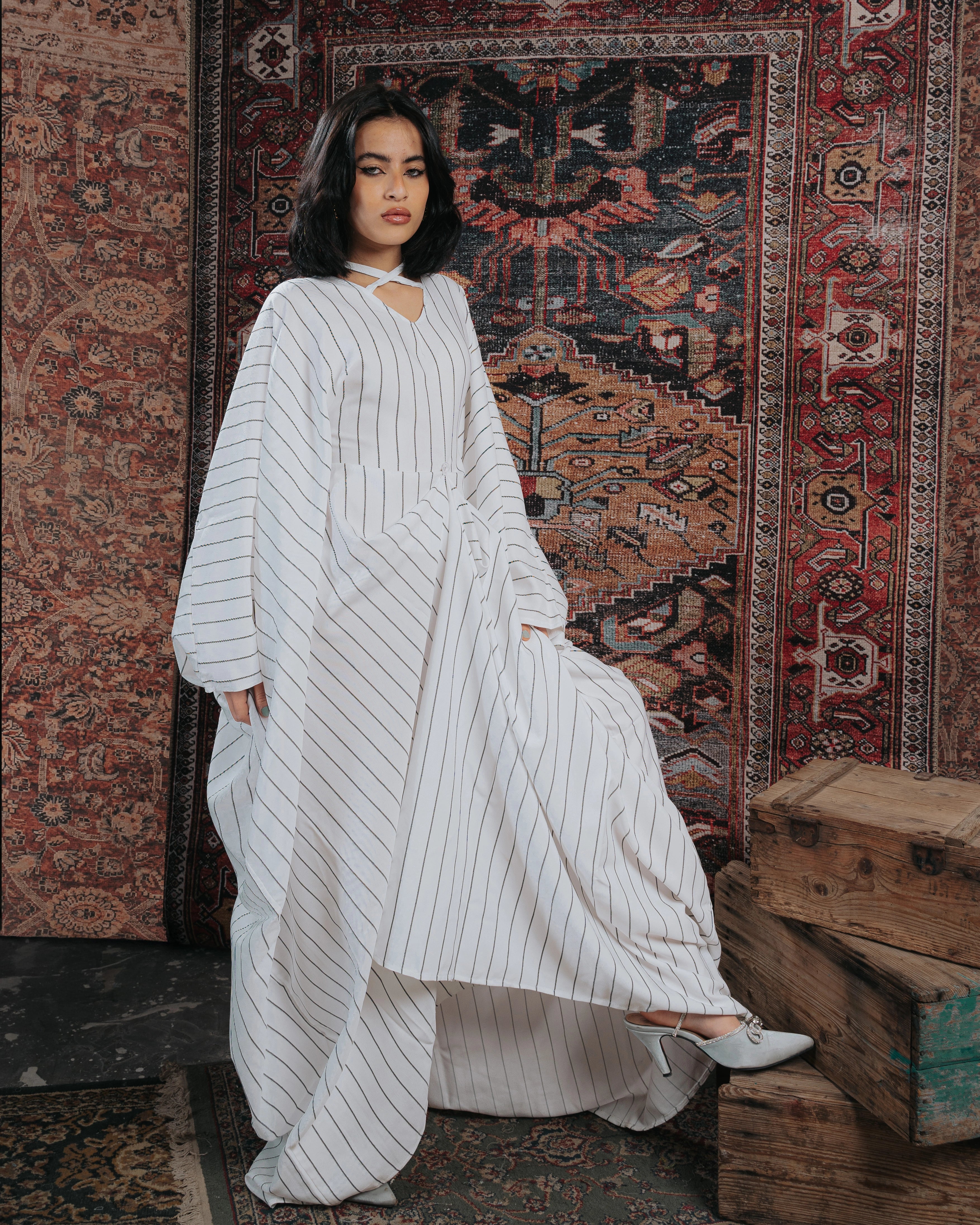 Linen kaftan dress