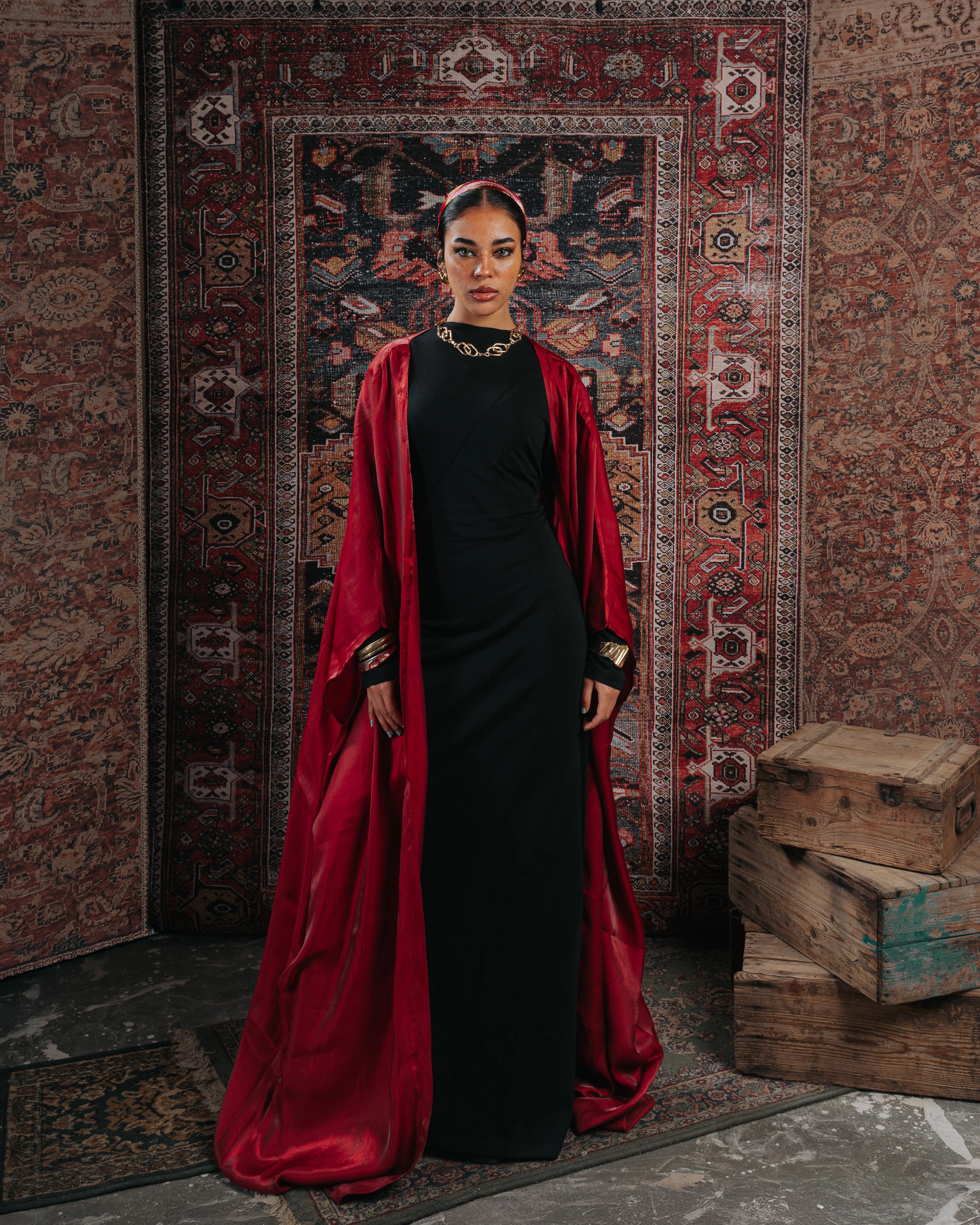 Burgundy shimmer kaftan