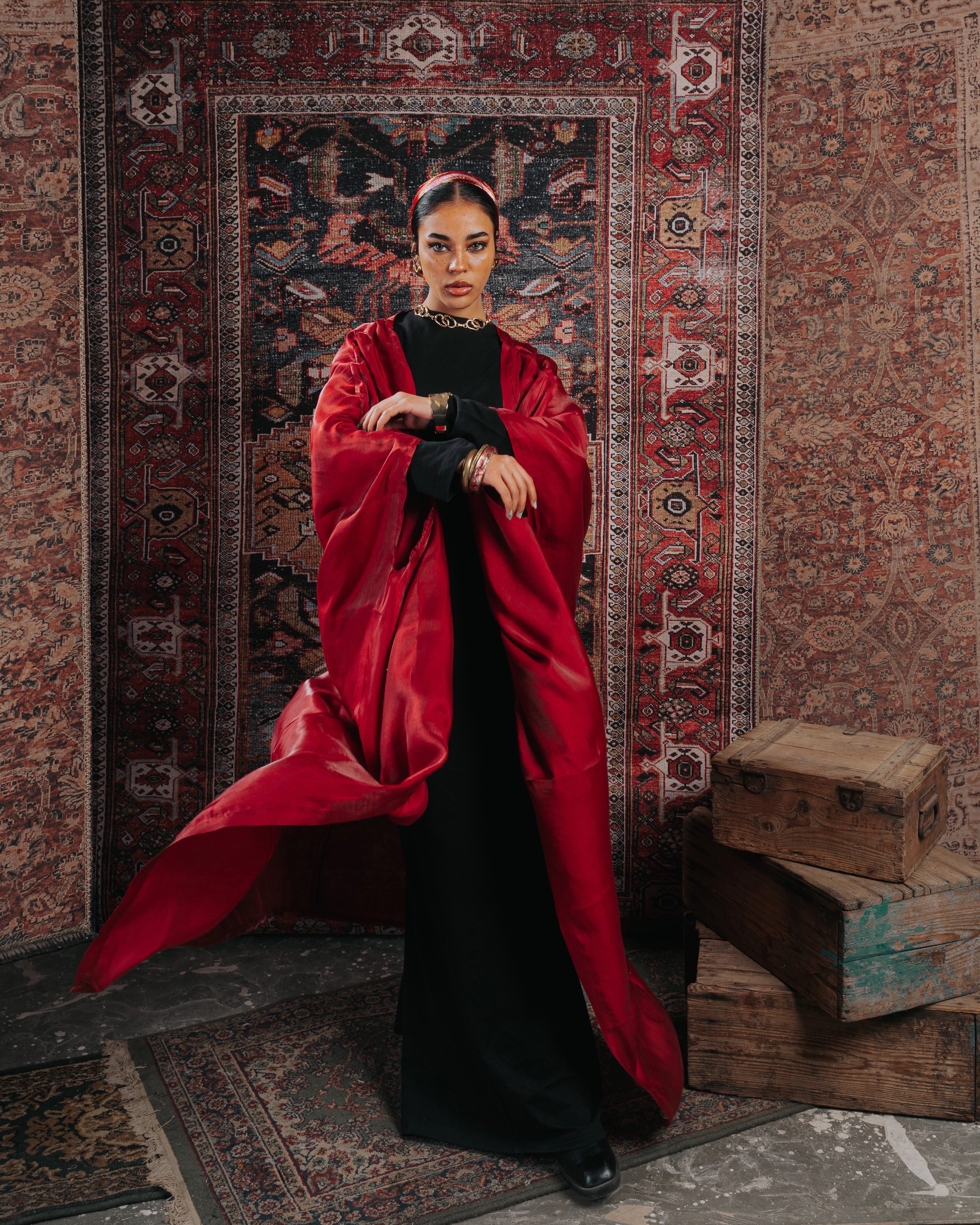 Burgundy shimmer kaftan