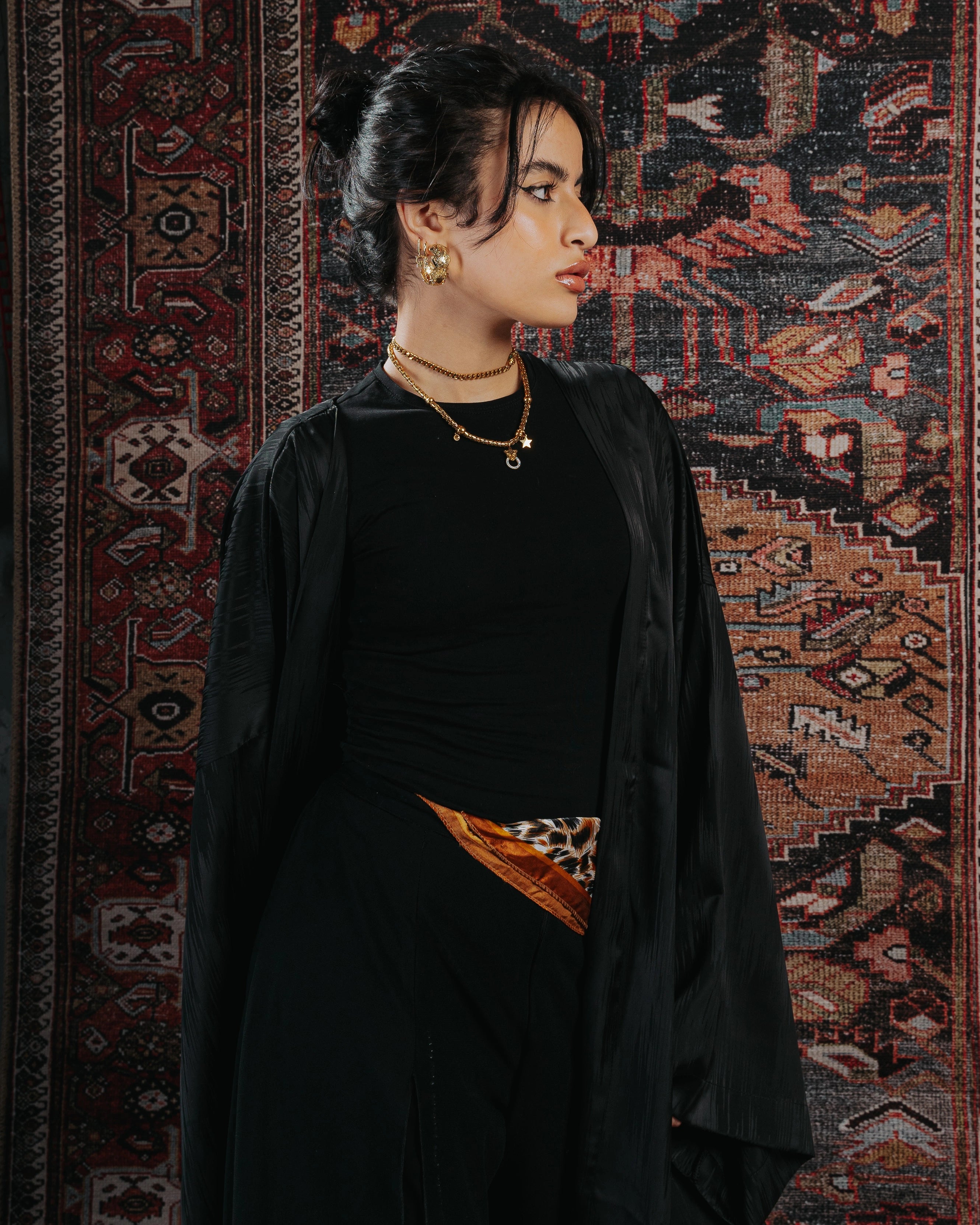 Black Abstract Kaftan